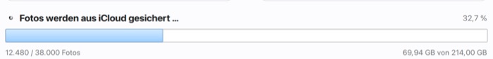 Kopierfortschritt in PicFrom: 12.480 von 38.000 Fotos, 69,94 GB von 214 GB