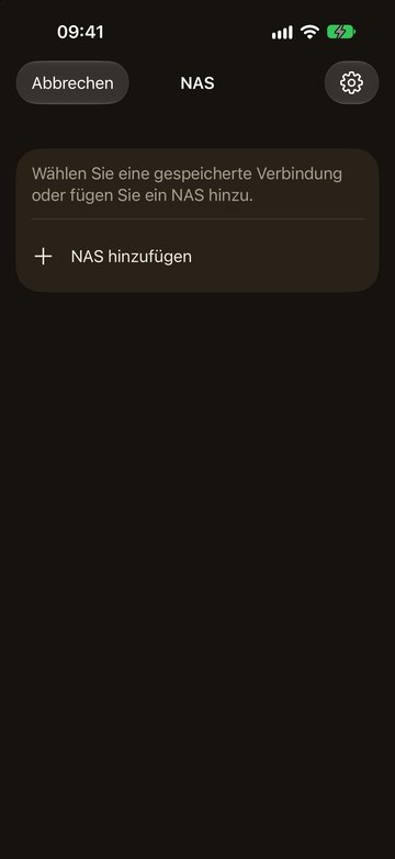 PicFrom auf dem iPhone mit der Taste „NAS hinzufügen“