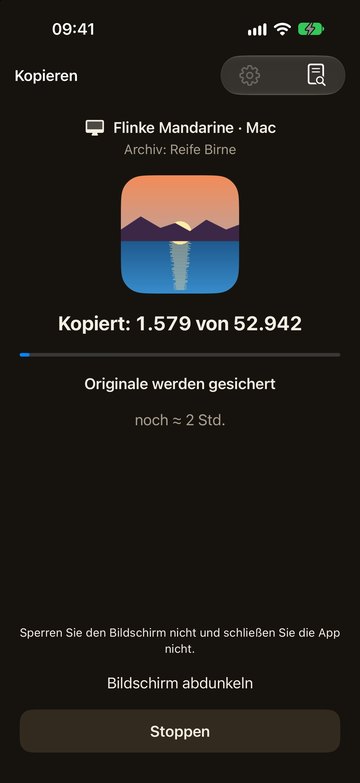 PicFrom auf dem iPhone sendet Fotos an den Mac