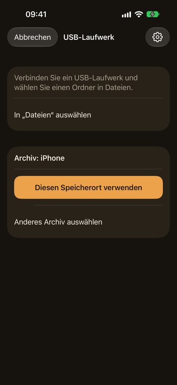 PicFrom auf dem iPhone mit einem bereiten USB-Laufwerk