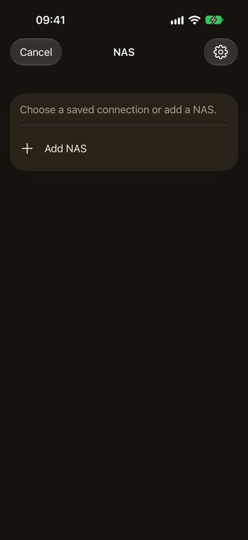 PicFrom on the iPhone with the Add NAS button