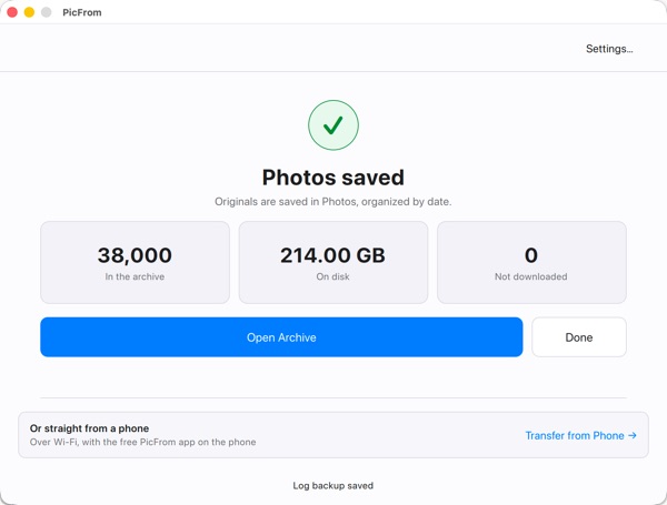 PicFrom has finished saving photos