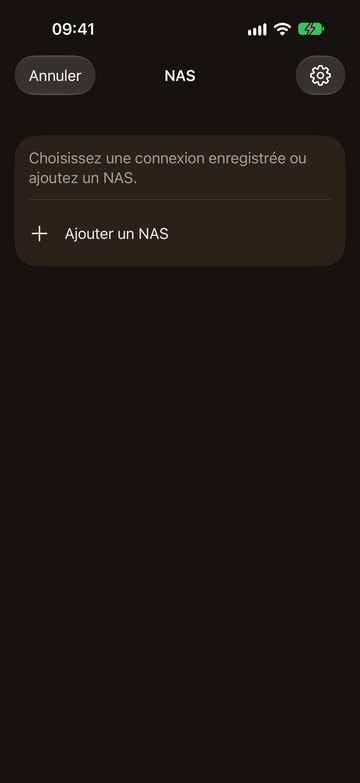 PicFrom sur l’iPhone avec le bouton Ajouter un NAS