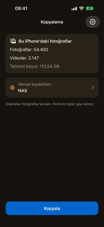 iPhone'da NAS'a kopyalamaya hazır PicFrom