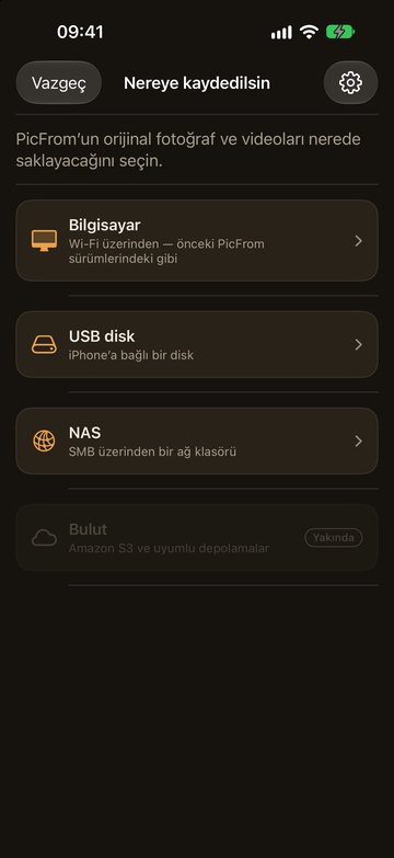 USB disk, NAS veya bilgisayar seçimi