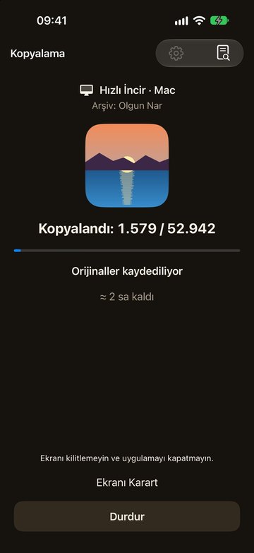 iPhone'daki PicFrom fotoğrafları Mac'e gönderiyor