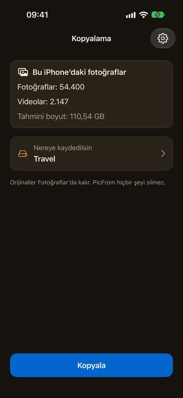 iPhone'da USB diske kopyalamaya hazır PicFrom